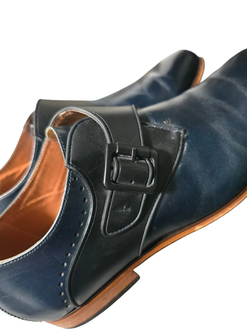 Stacy Adams Men's Ink Blue/black Leather Monk Strap Dress Shoes Size 9.5
